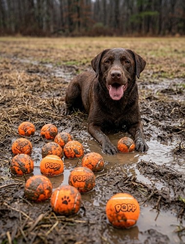 Orange squeaky tennis - squeaky,
