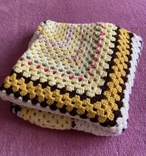 Lovely Vintage Handmade Granny Crochet Blanket Cosy Bed Sofa Throw 47” x 47”