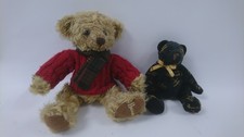 Harrods Bear Bundle TY Black Gold Bow & Beige Red Jumper Plush Set Collectables 