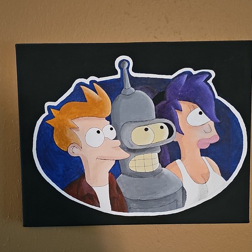 Hand painted futurama canvas - futurama,