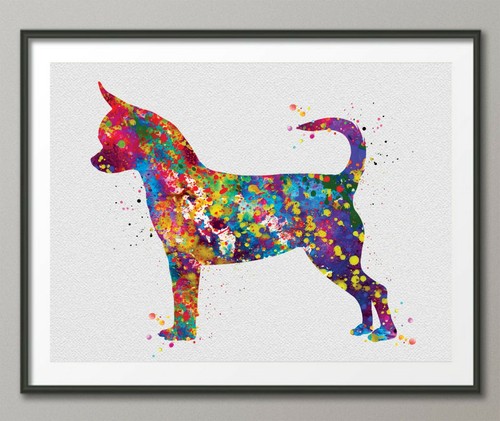 Chihuahua dog art watercolor - chihuahua,