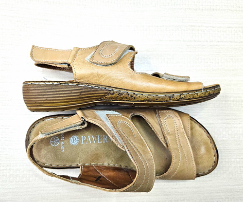 Pavers beige leather - leather, strappy