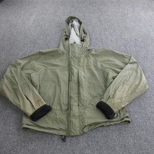 Simms Jacket Men Medium Green Gore-Tex Hood Fishing Rain Shell Waterproof Wading