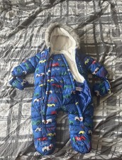 F&F Baby Boy Snow Suit Truck Print Blue Age 6-9 Months