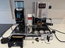 Gaggia Classic Machine with Steam Upgrade, Rancilio Rocky Grinder & Pavoni Base