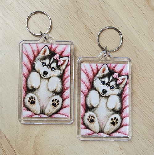 Siberian husky puppy keychain - siberian,