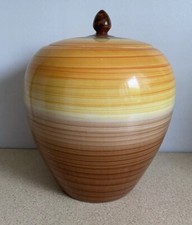 Enoch Wedgwood Biscuit Barrel ~ Art Deco ~ Harmony ~ Brown/Orange Early 1900’s