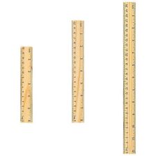 3 PCS Wooden Ruler, Flat Ruler
