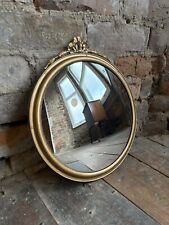 Vintage Gold Round Convex Mirror Regency Bow  