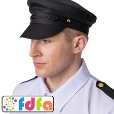 Wicked Black Chauffeur Jeeves Cap Hat Adults Unisex Fancy Dress