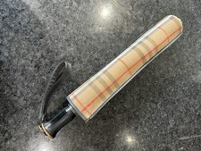 Vintage Burberry Folding Umbrella - Black With Check Pattern Cover