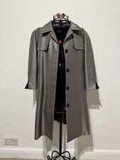 Aquascutum Women's Shiny Textured Coat with 34 Sleeves in Silver UK 10