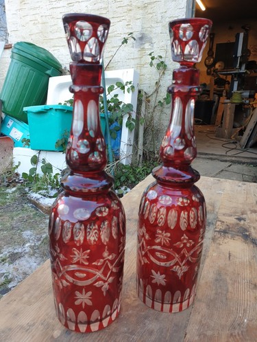 Ruby bohemian decanters - ruby,