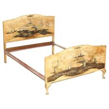 LOVELY DOUBLE SIZED CIRCA 1920 CHINESE CHINOISERIE BEDSTEAD FRAME PART SUITE
