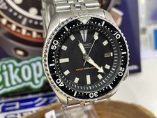 Seiko Men's Black Watch - 7002-7001 Original Classic Automatic Diver New Strap