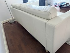 Stylish IKEA KARLSTAD / LANDSKRONA / MORABO White 3 Seater Leather Sofa RRP £799