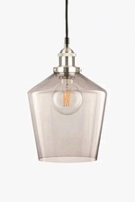 John Lewis Pacific Lighting Glass Pendant Ceiling Light Smoke + Silver Dia.20cm