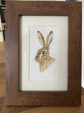 ORIGINAL (Not A Print!) Framed Painting Wildlife: Hare By Lisa EVANS