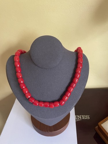 Red coral bead necklace - coral, 16