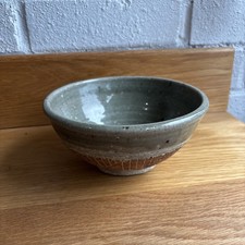 Vintage Studio Pottery Green Bowl Large Rare Unusual Stoneware