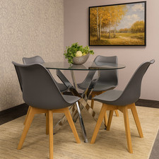 Round Glass Dining Table Set