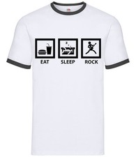 Eat Sleep Rock - Mens Ringer - Music Guitar Electric Bass Guitars Bass Amp