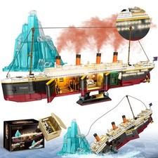 Titanic with icebergs building - with,