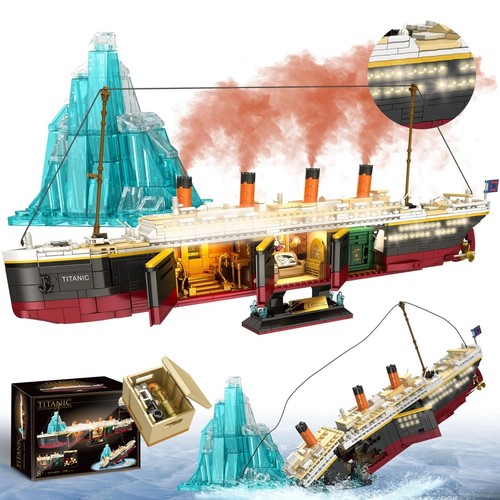 Titanic with icebergs building - titanic,