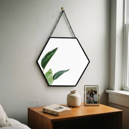 Chic metal hexagon mirror - chic,