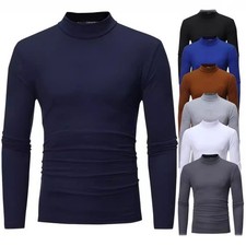 Mens T-Shirt Roll Neck Tops