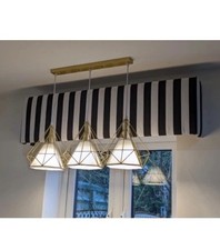 Padded Box Window Pelmet made to measure in Black and White stripe print.