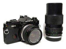 Olympus OM-4 35mm SLR Camera with OM System 28mm & 75-150mm Zoom Lenses