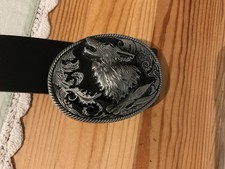 Men’s Leather Belt With Wolf