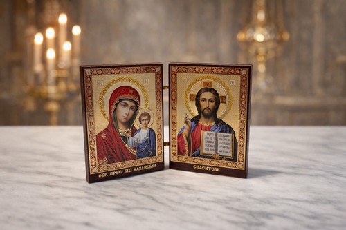 Handmade orthodox diptych icon - handmade,
