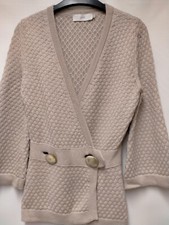 GOAT LONDON Waffle Knit Cashmere Blend Cardigan Bell Sleeve Statement Buttons XS