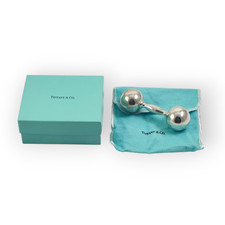 Vintage Tiffany & Co Sterling Silver Barbell Baby Rattle with Box & Pouch