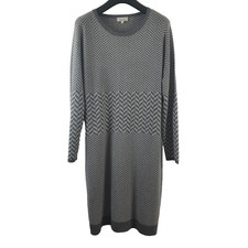 Linea Dress Size 18 Grey Chevron  Knitted Jumper Dress