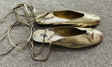 Zara Gold Lace Up Flat Sandals