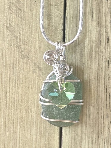 Sea glass pendant necklace - glass,