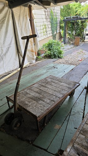 Vintage wooden platform cart - wooden,