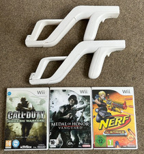 2x Official Genuine Nintendo Wii Zapper Gun Bundle w/ 3 Games Shooter COD Tested