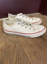 Converse All Star Youth Trainers Pumps Size 2 White Leather 