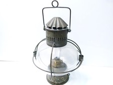 Early 20th Century  Globular Hanging Oil Lamp With Brass Burner for Restoration.