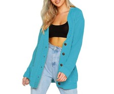 Womens Cardigan Chunky Cable Knit Plus Size DAISY Button Long Sleeves Grandad UK