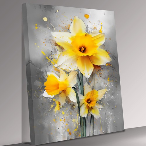 Yellow daffodil watercolor - yellow,