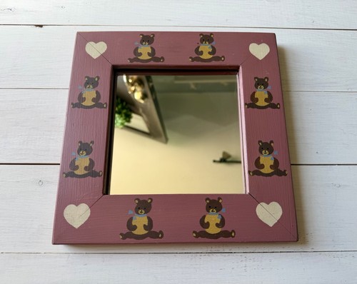 Vintage wooden pink teddy bear - pink,