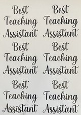 6 X Best Teaching Assistant Vinyl Decal Stickers, Vase, Wine Glass, Gift, Labels