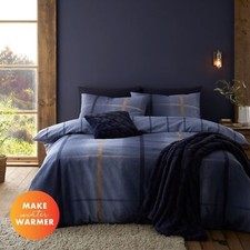 Catherine Lansfield Brushed Cotton Melrose Tweed Check Duvet Set Blue