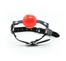 PU Leather solid rubber or hollow Hard plastic Ball Gag With Chin Restraints