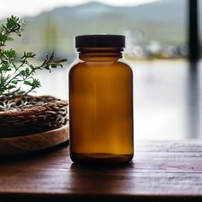 Amber Glass Pill Jars with